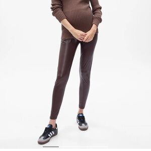 GAP Maternity Vegan Leather Leggings Chocolate Brown Women Size M